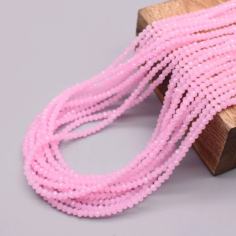 1 2 3 4mm Rose Red Dyeing Rondelle Crystal Glass Beads Flat Faceted Loose Spacer Glass Beads for Jewelry Making Jewelry DIY