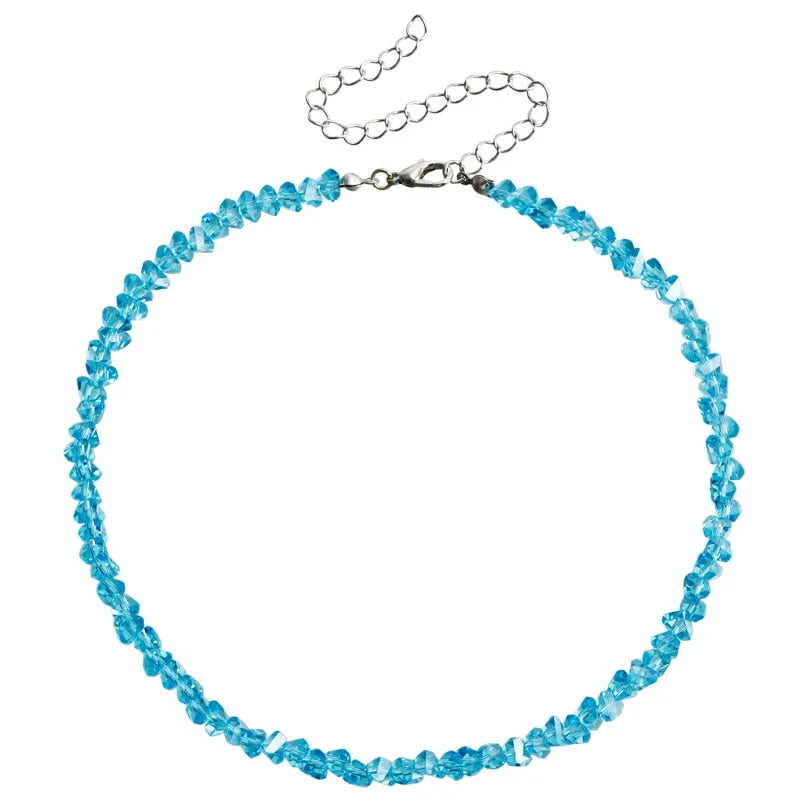 Transparent Crystal Irregular Beaded Choker Necklace for Women