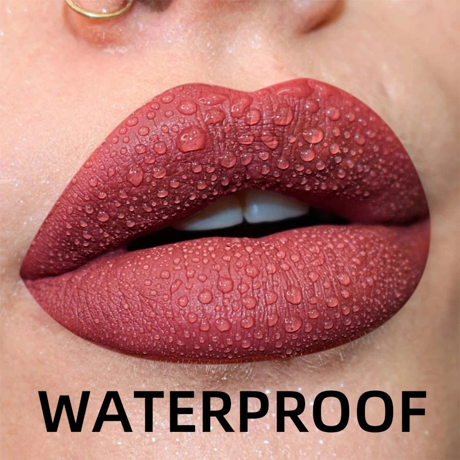Matte Velvet Lip Gloss Waterproof Liquid Lipstick Nude Black Lips Tint Makeup Lip Glaze Cosmetics Red Lip Stain Beauty