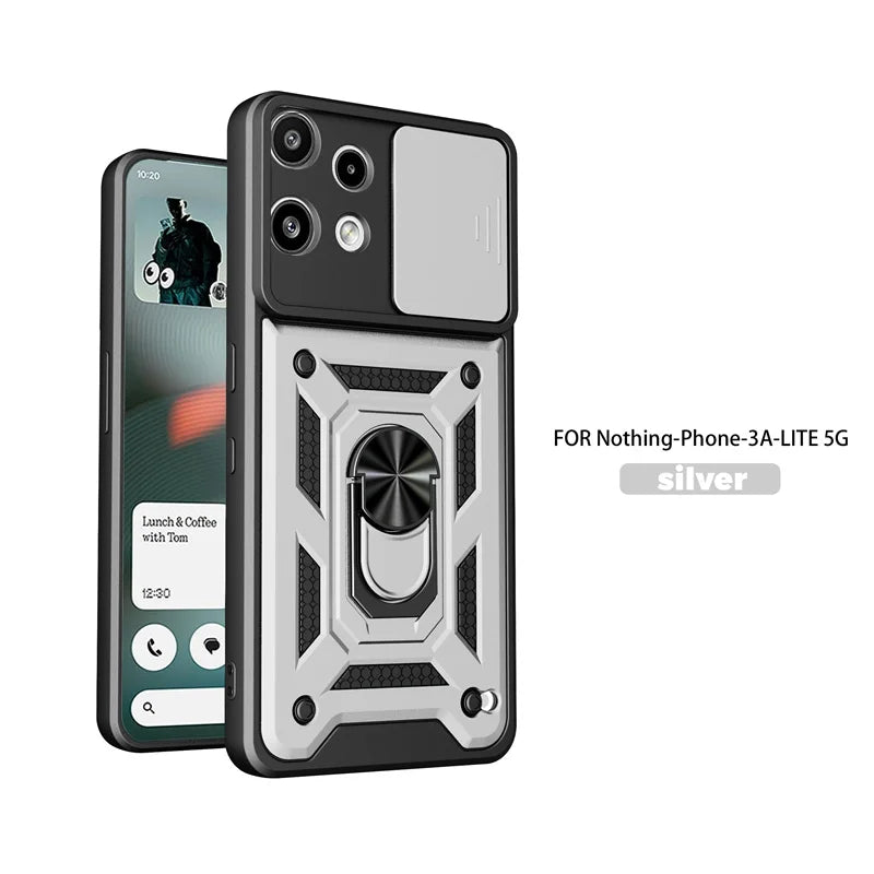 Kickstand Armor Phone Case For Nothing Phone 3a Lite Cover Lens Protection With Ring Magnetic Holder Coque Fundas