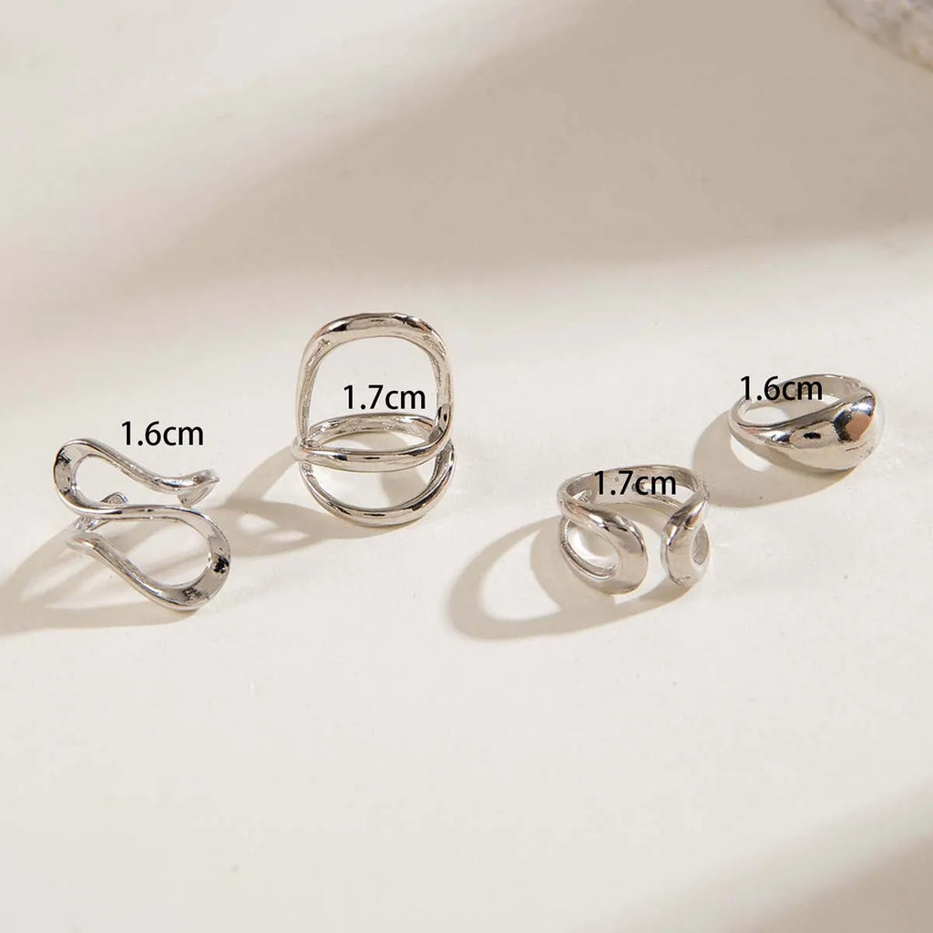 Tocona Fashion Elegant Circle Geometry Opening Joint Rings Set for Women Men Trendy Alloy Heavy Metal Party Wedding Jewelry