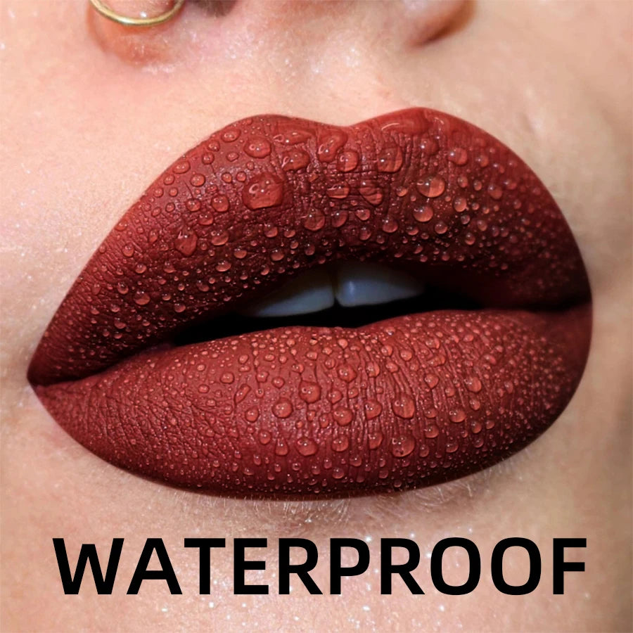 Matte Velvet Lip Gloss Waterproof Liquid Lipstick Nude Black Lips Tint Makeup Lip Glaze Cosmetics Red Lip Stain Beauty