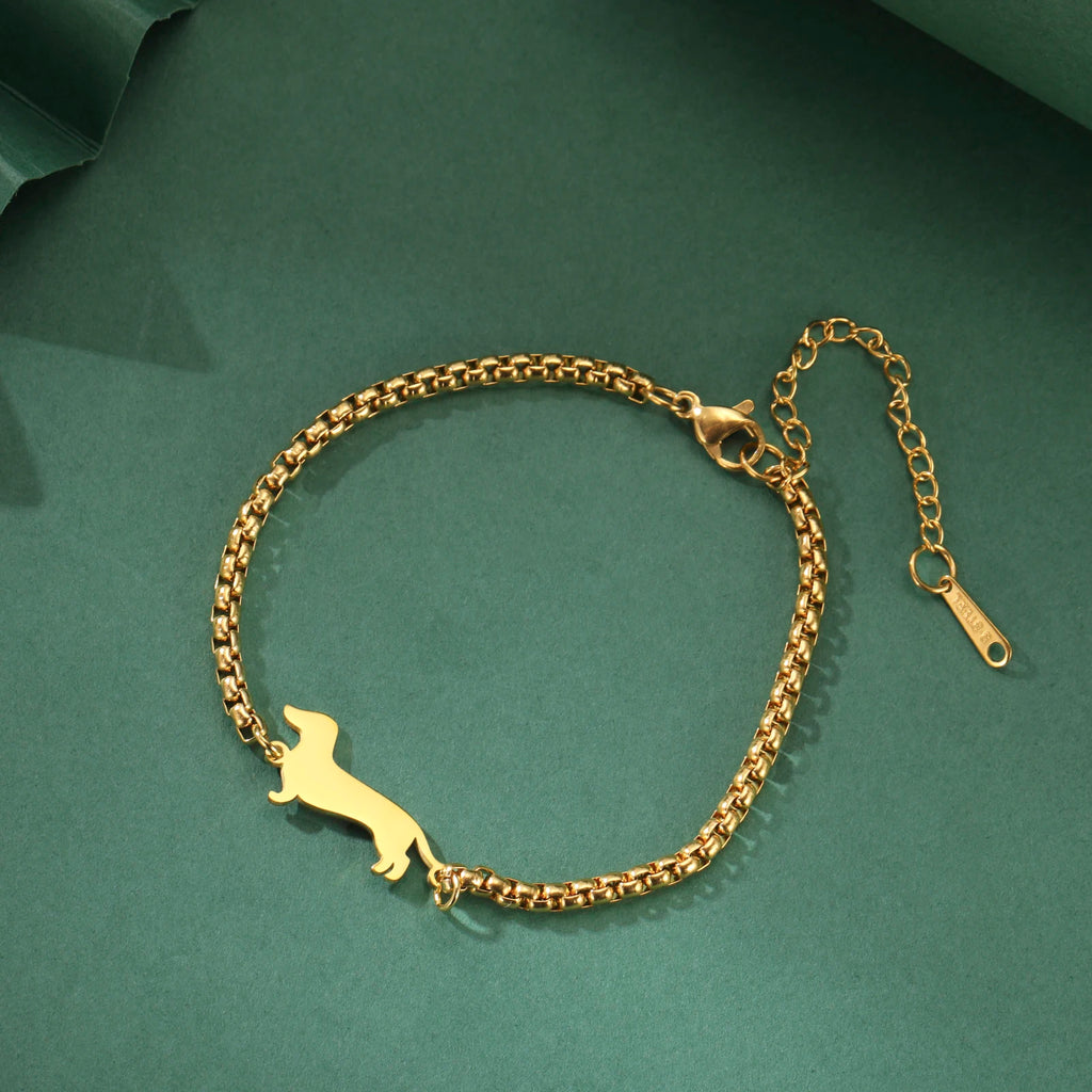 Cute Dachshund Dog Stainless Steel Bracelet for Women's Valentine's Day Commemorative Day Jewelry and Gift Wholesale