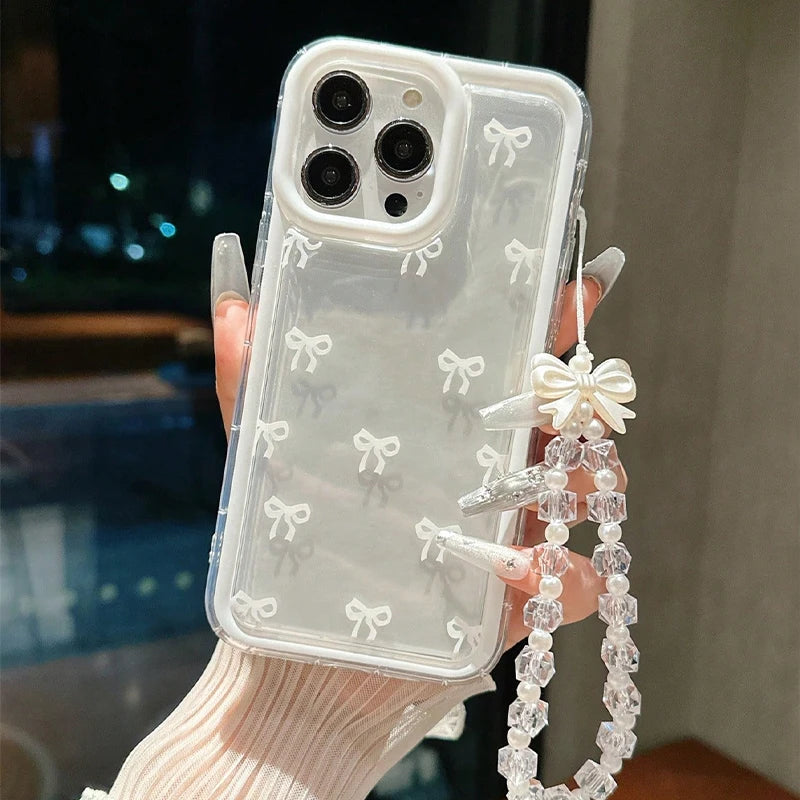 Fashion Lovely Bowknot Clear Phone Case For iPhone 18 17 16 15 14 13 12 11 Pro Max 16E X XR XS Max 7 8 Plus Transparent Cover