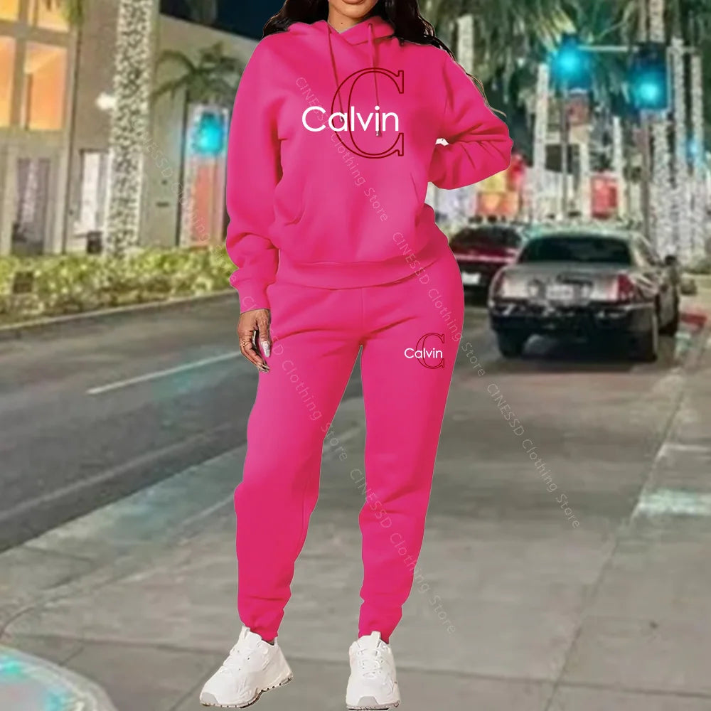 Women's Tracksuit Hoodies Pants Matching Set Fall Winter Athleisure Luxury Designer Aesthetic Jogging Sweatpants Set for Woman