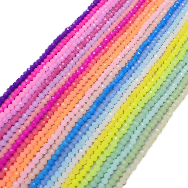 1 2 3 4mm Rose Red Dyeing Rondelle Crystal Glass Beads Flat Faceted Loose Spacer Glass Beads for Jewelry Making Jewelry DIY