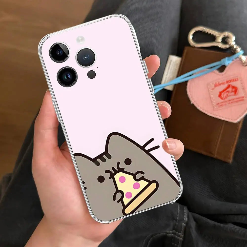 Kawaii P-Pusheens CUTE Phone Case Transparent Phone Case For IPhone 17 16 Pro Max 15 14 13 12 11 Shockproof Protective Cover