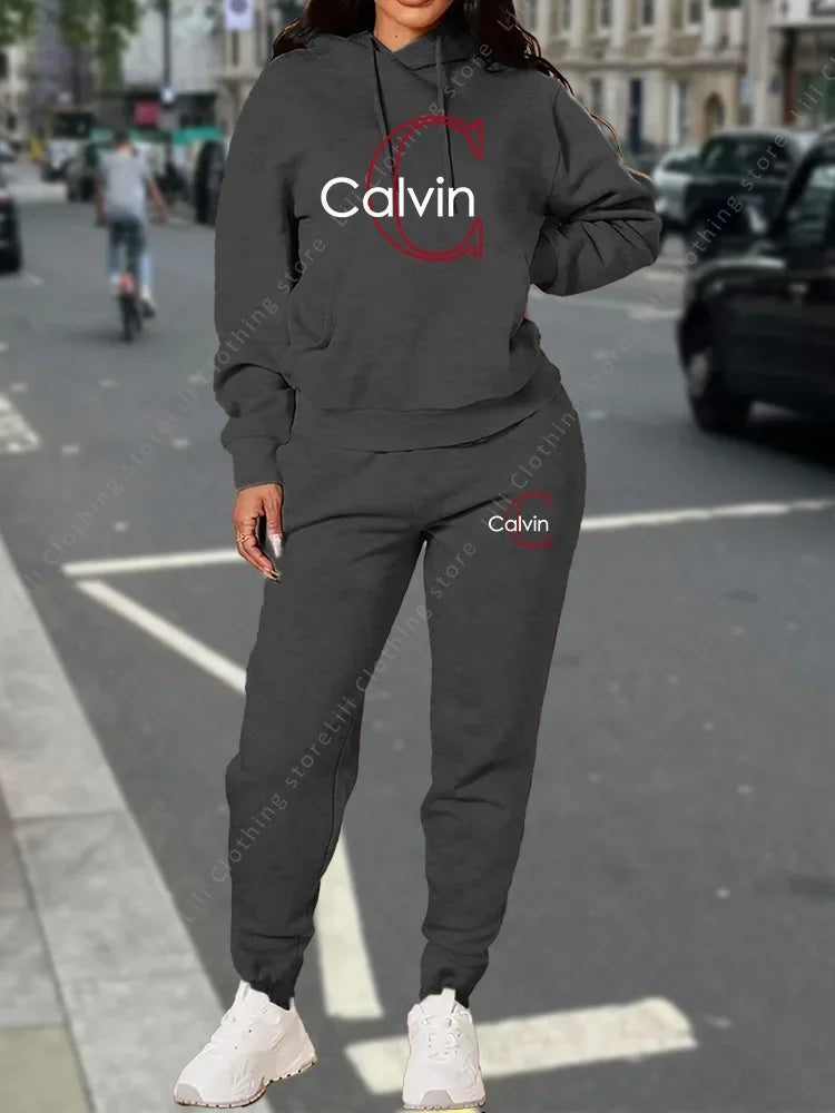 Women's Tracksuit Hoodies Pants Matching Set Fall Winter Athleisure Luxury Designer Aesthetic Jogging Sweatpants Set for Woman