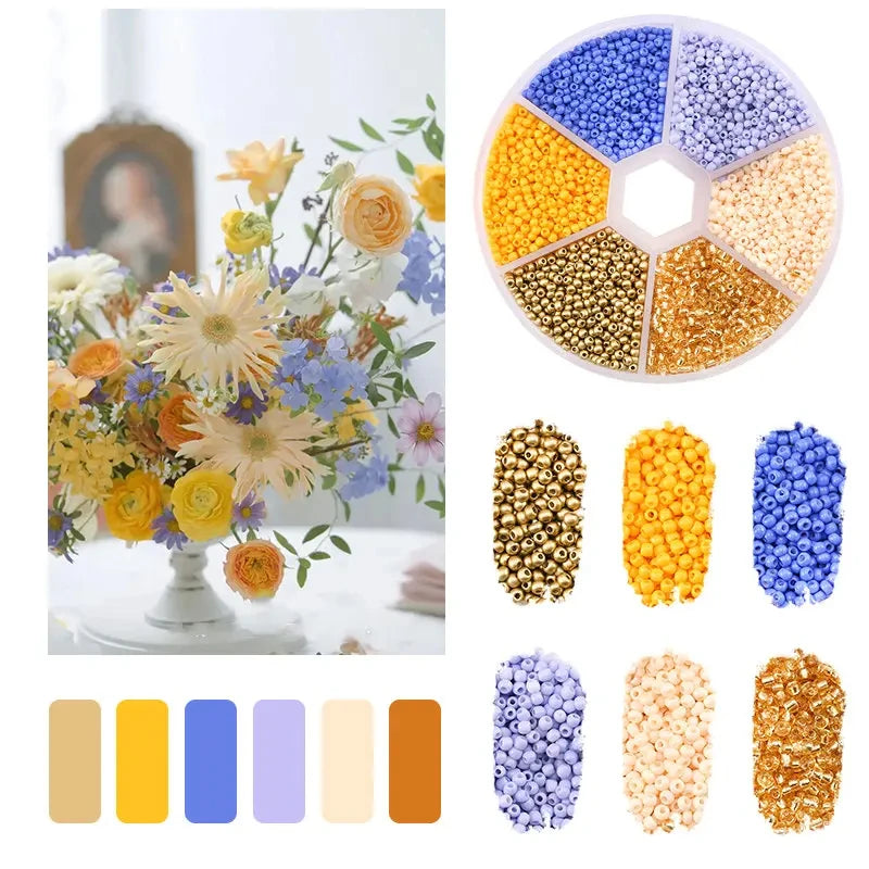 2mm Glass Seed Beads Kit Bracelet Making Kit Small Beads Assortment Colors Craft Loose Beads for Jewelry Making DIY Art Crafts