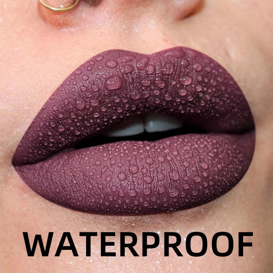 Matte Velvet Lip Gloss Waterproof Liquid Lipstick Nude Black Lips Tint Makeup Lip Glaze Cosmetics Red Lip Stain Beauty