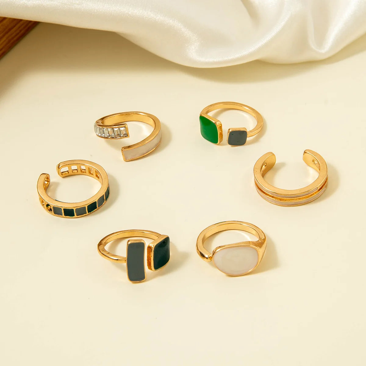 Tocona Fashion Elegant Circle Geometry Opening Joint Rings Set for Women Men Trendy Alloy Heavy Metal Party Wedding Jewelry