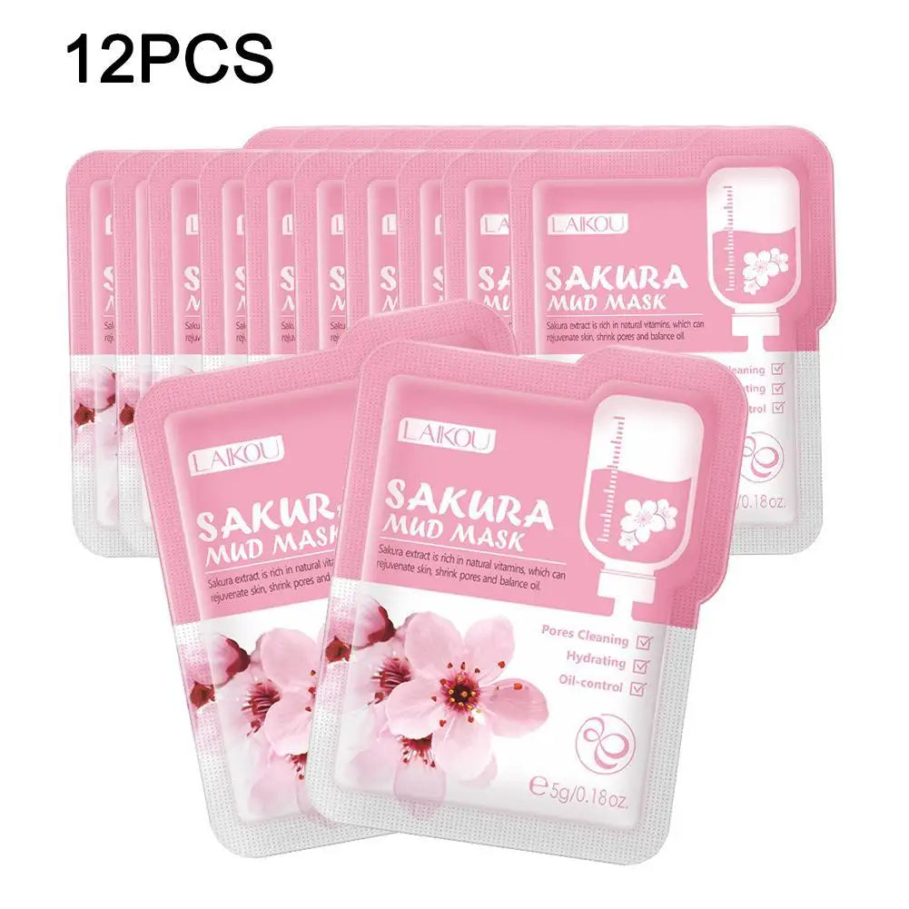 Japan Sakura Mud Face Mask Deep Cleansing Remove Blackheads Oil-Control Clay Mask