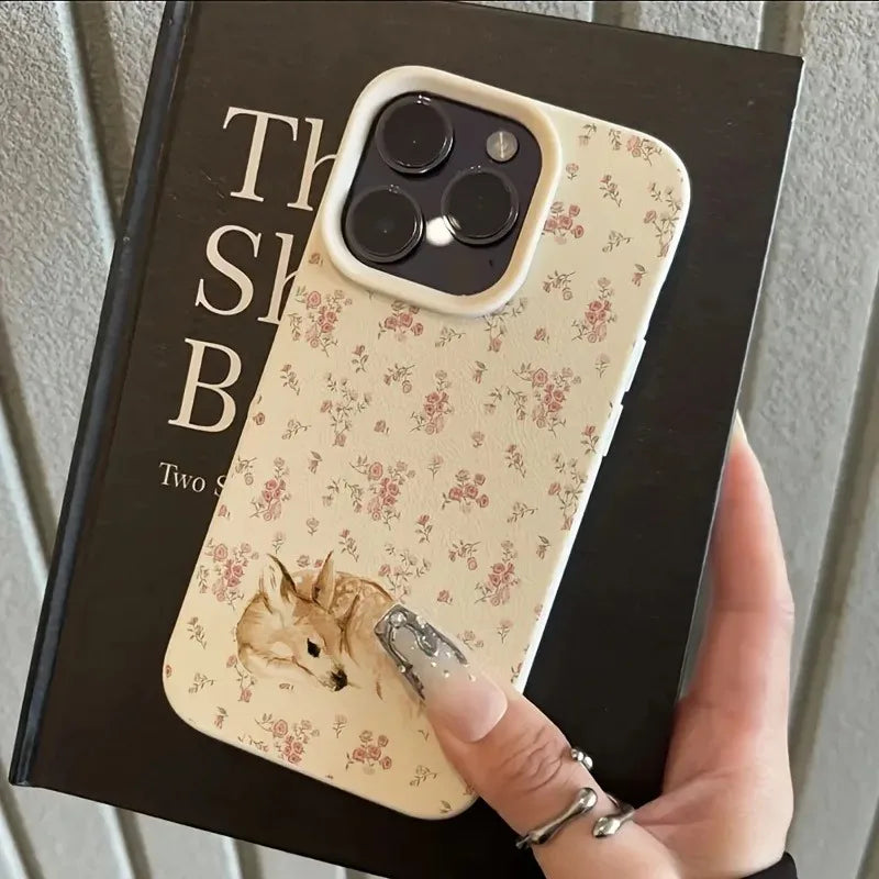 Cute Deer and Full Floral Pattern Design Shockproof Phone Case For iPhone 11 12 13 14 15 16 17 Pro Max Plus 17 Air Phone Cover
