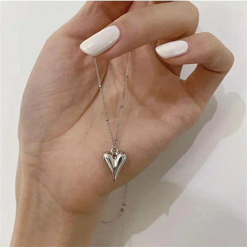 Gold Color Stainless Steel Water Drop Tassel Pendant Necklace for Women Clavicle Chain Paty Jewelry
