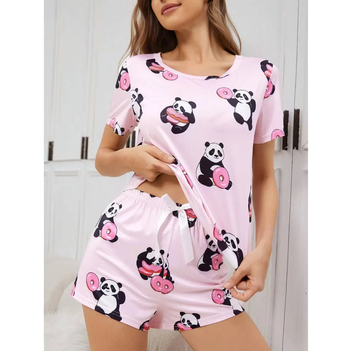 Women's New Summer American Short-Sleeved Pajamas Fashion Casual Home Wear Slim Temperament Home Shorts Two-Piece Set