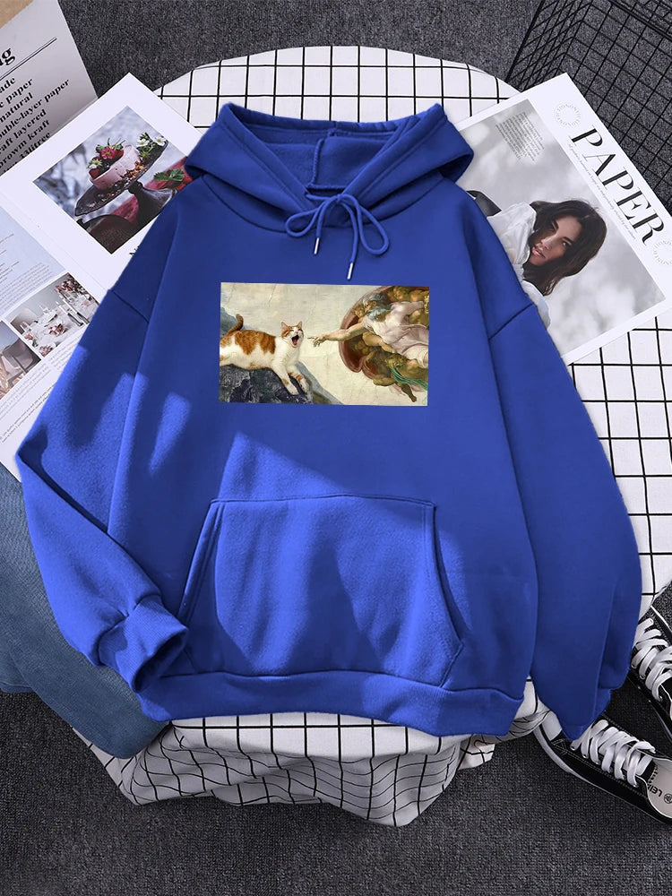 Hoodies  Cat Printing 2024 New Autumn Women'S Hoodie Long Sleeve Warm Hoody For Women Punk Harajuku Female Sweatshirt