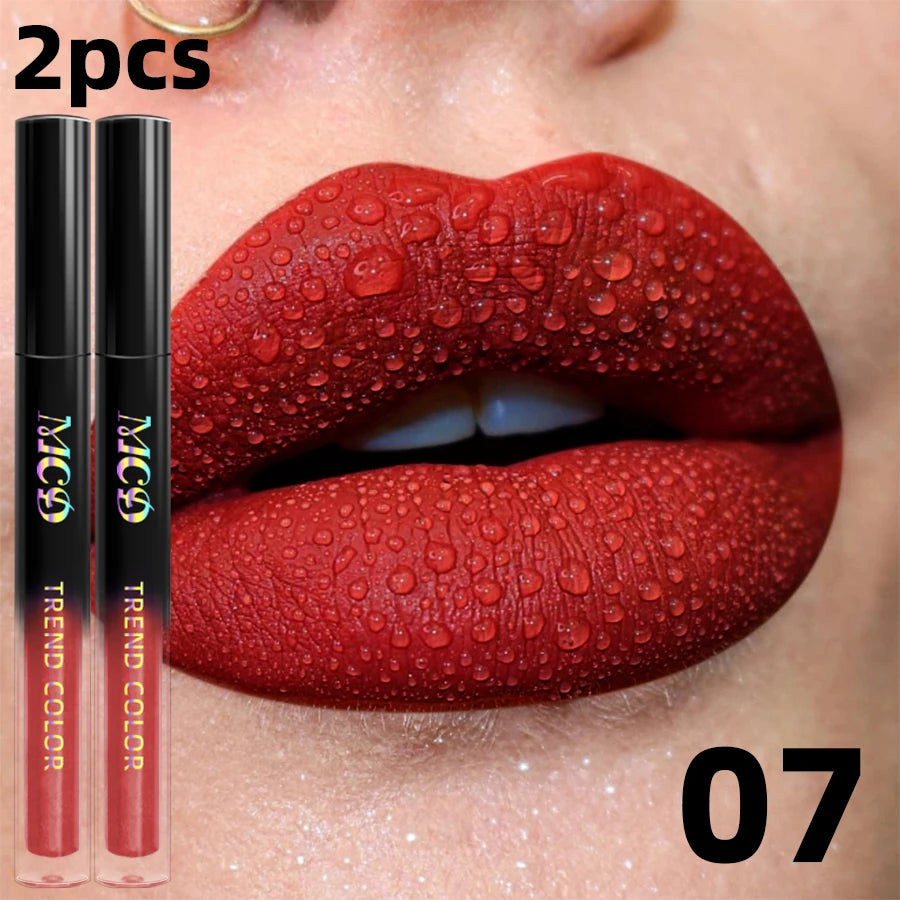 Matte Velvet Lip Gloss Waterproof Liquid Lipstick Nude Black Lips Tint Makeup Lip Glaze Cosmetics Red Lip Stain Beauty