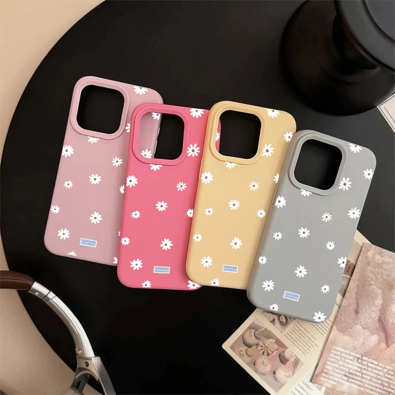 Cute Style Daisy Small Flower Phone Case For iPhone 11 12 13 14 15 16 17 18 Pro Max Plus Shockproof Bumper Soft Silicone Cover