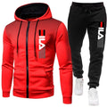 Mens Tracksuit Set Zipper Hoodie with Joggers Athletic Sportswear Gym Workout Outfit Urban Casual Autumn Training Sports Suit