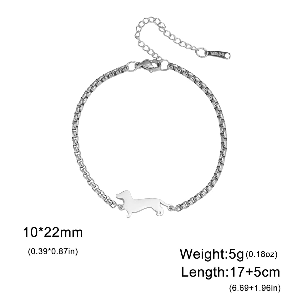 Cute Dachshund Dog Stainless Steel Bracelet for Women's Valentine's Day Commemorative Day Jewelry and Gift Wholesale