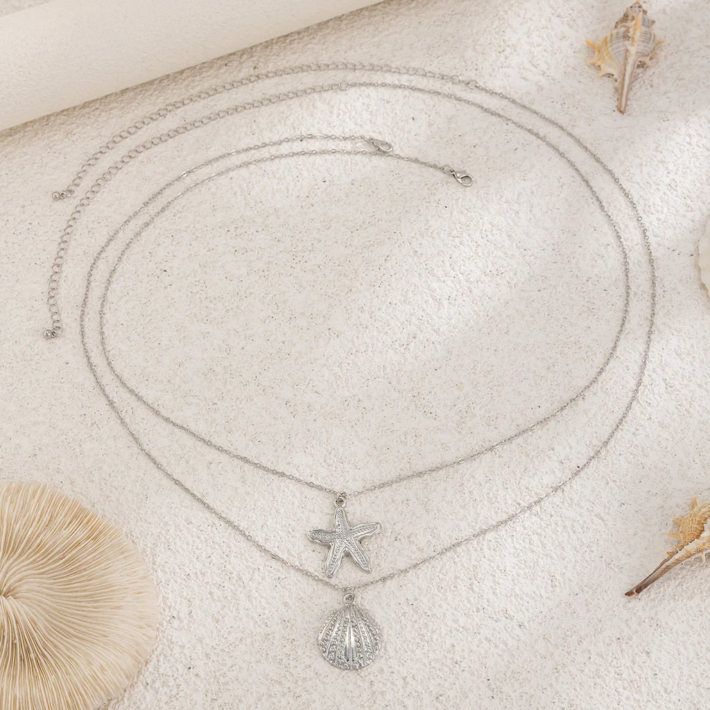 Ingemark Sexy Simple Metal Starfish Scallop Pendant Waist Belly Chain for Women Summer Beach Bikini Vacation Body Jewelry Gift
