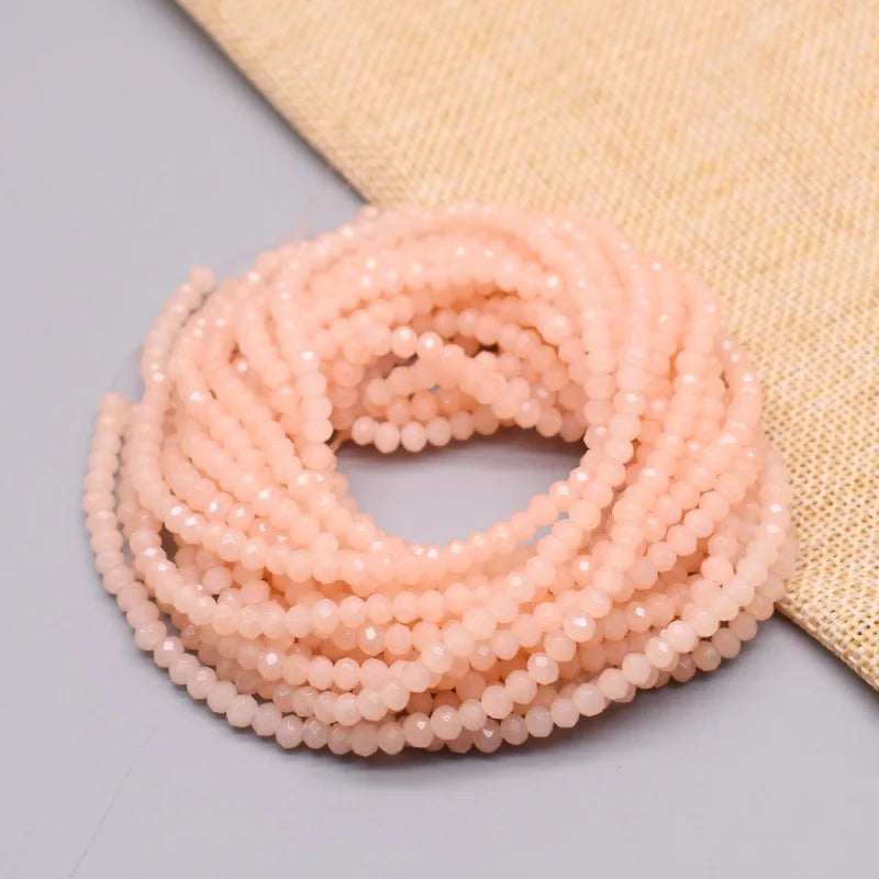 1 2 3 4mm Rose Red Dyeing Rondelle Crystal Glass Beads Flat Faceted Loose Spacer Glass Beads for Jewelry Making Jewelry DIY