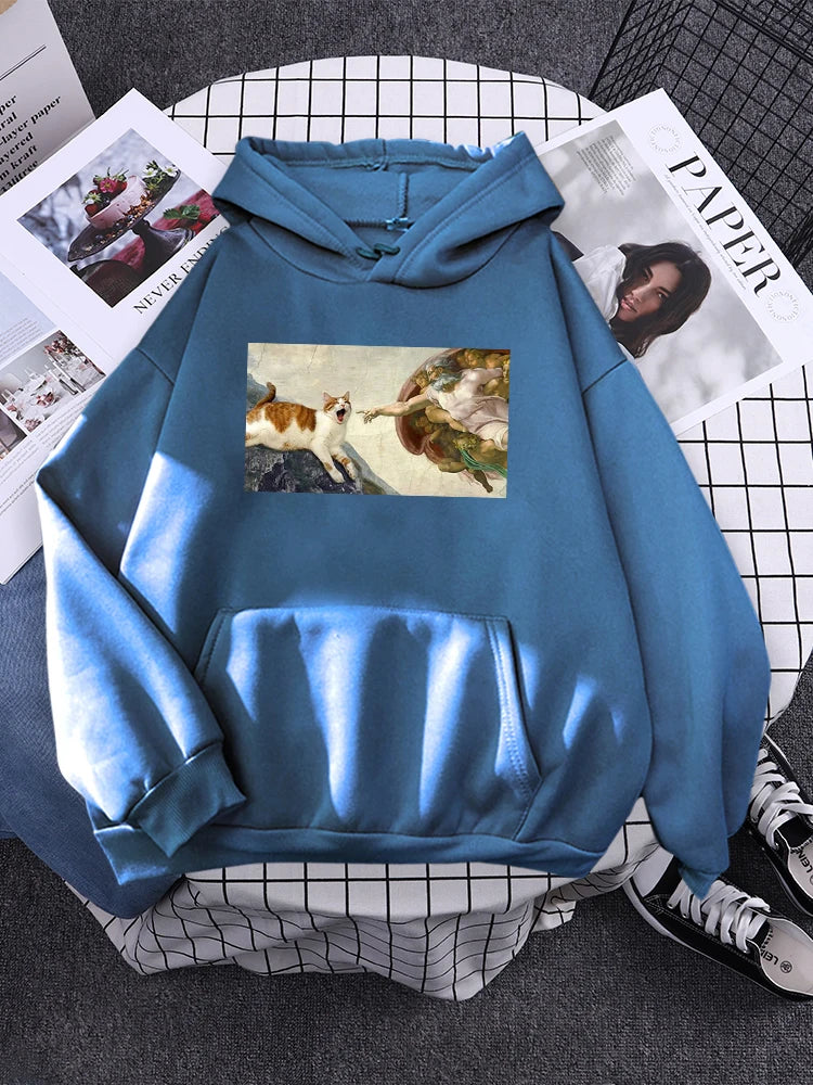 Hoodies  Cat Printing 2024 New Autumn Women'S Hoodie Long Sleeve Warm Hoody For Women Punk Harajuku Female Sweatshirt