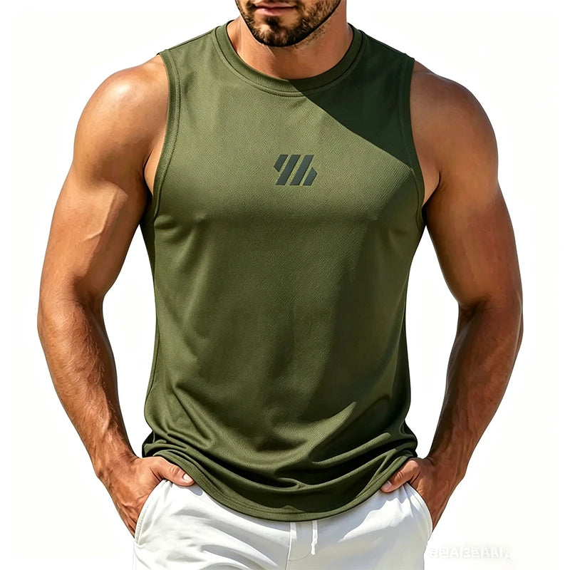Men's Casual Fitness Tank Top Sportswear Sleeveless Shirt Male Mesh Breathable Tops Tee Sports Vest Undershirt Gyms Vest Men