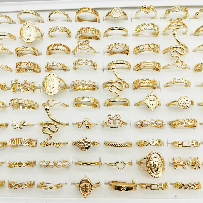 30pc/Lot Gold/Silver Color Finger Rings For Girls