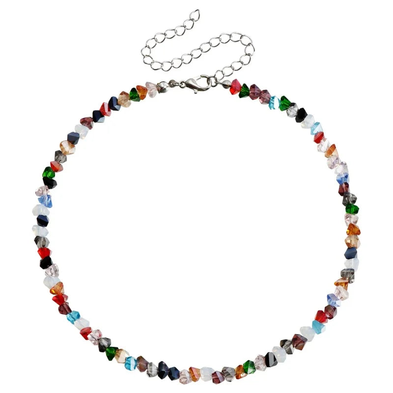 Transparent Crystal Irregular Beaded Choker Necklace for Women