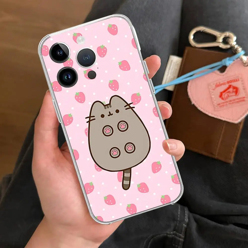 Kawaii P-Pusheens CUTE Phone Case Transparent Phone Case For IPhone 17 16 Pro Max 15 14 13 12 11 Shockproof Protective Cover