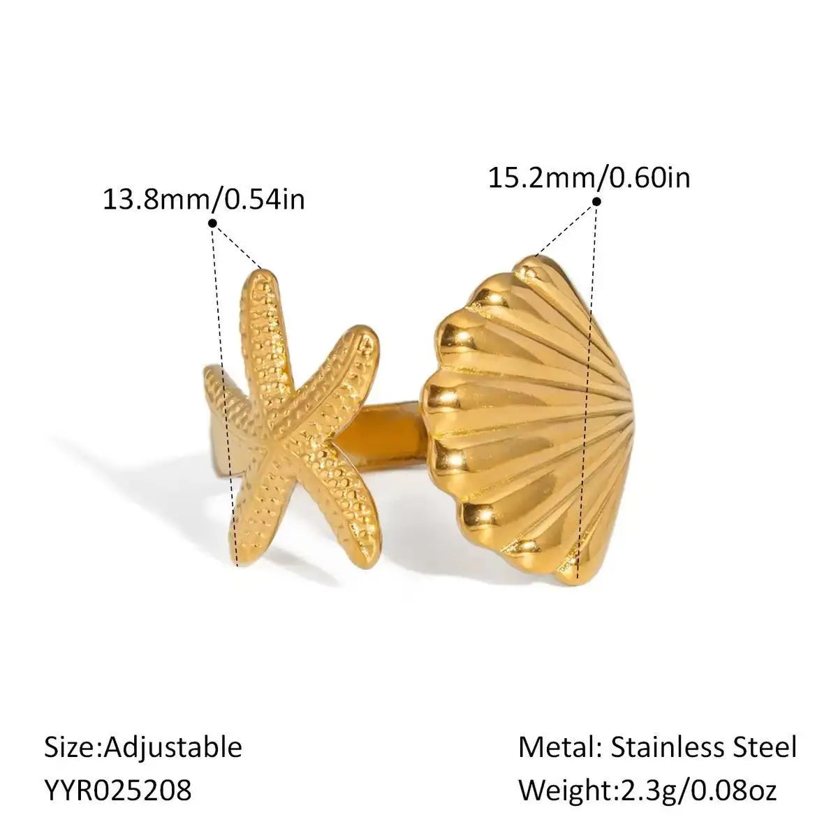 5PCS Fashionable, Simple, High Quality Gold Shell Conch Irregular Geometry Men's and Women's Ring Set