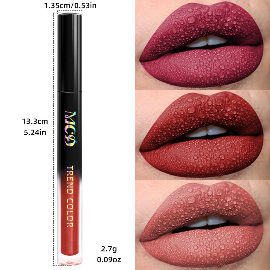 Matte Velvet Lip Gloss Waterproof Liquid Lipstick Nude Black Lips Tint Makeup Lip Glaze Cosmetics Red Lip Stain Beauty