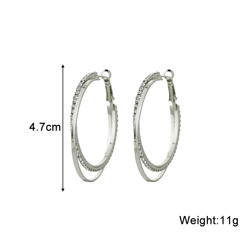 New Trend Women's Hoop Earrings Rhinestone Twisted Circle