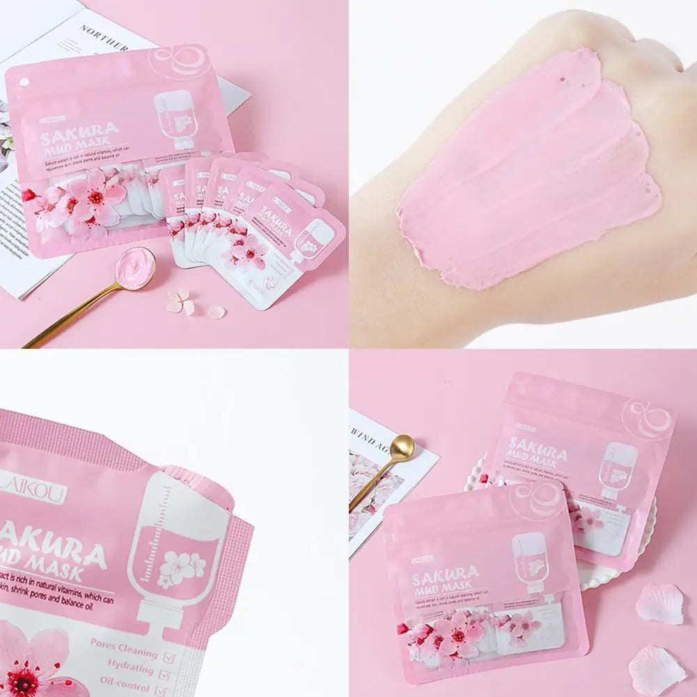 Japan Sakura Mud Face Mask Deep Cleansing Remove Blackheads Oil-Control Clay Mask