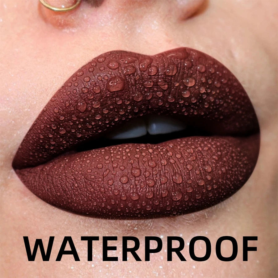 Matte Velvet Lip Gloss Waterproof Liquid Lipstick Nude Black Lips Tint Makeup Lip Glaze Cosmetics Red Lip Stain Beauty