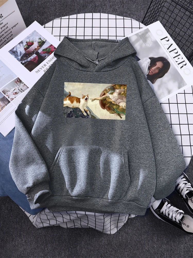 Hoodies  Cat Printing 2024 New Autumn Women'S Hoodie Long Sleeve Warm Hoody For Women Punk Harajuku Female Sweatshirt