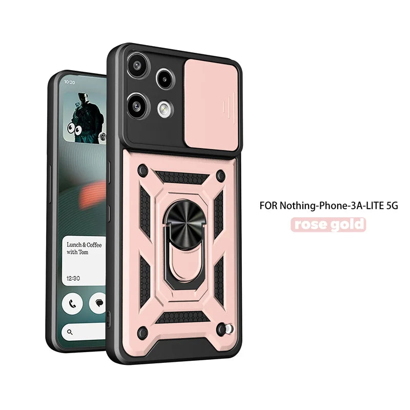Kickstand Armor Phone Case For Nothing Phone 3a Lite Cover Lens Protection With Ring Magnetic Holder Coque Fundas