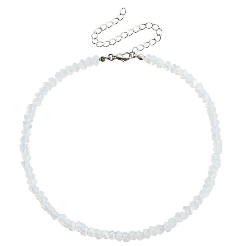 Transparent Crystal Irregular Beaded Choker Necklace for Women