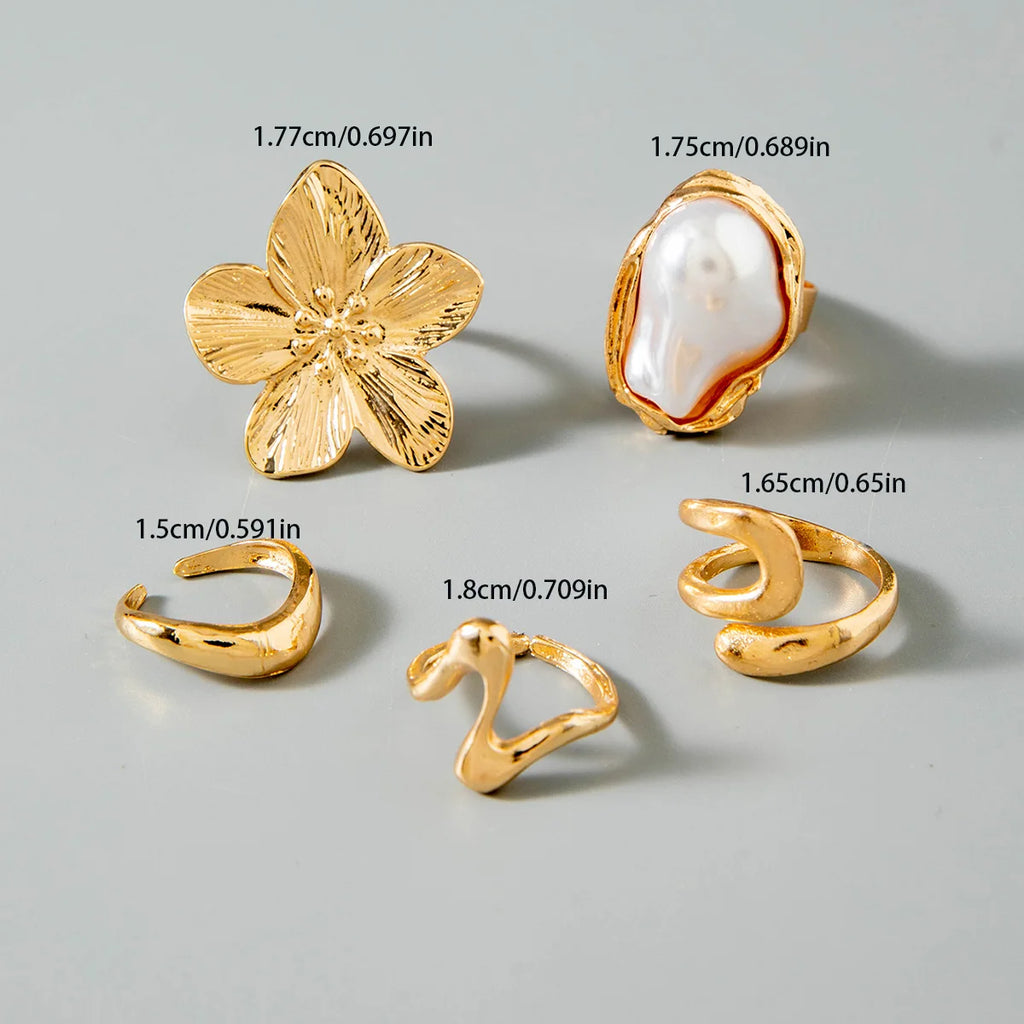 Tocona Fashion Elegant Circle Geometry Opening Joint Rings Set for Women Men Trendy Alloy Heavy Metal Party Wedding Jewelry