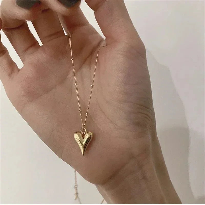Gold Color Stainless Steel Water Drop Tassel Pendant Necklace for Women Clavicle Chain Paty Jewelry