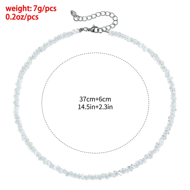 Transparent Crystal Irregular Beaded Choker Necklace for Women