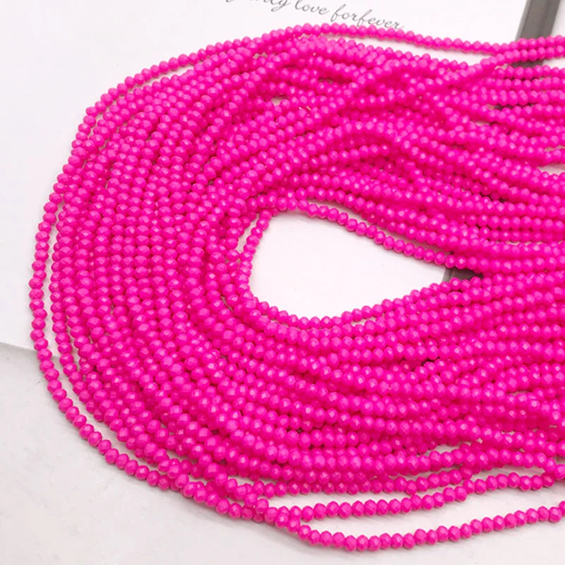1 2 3 4mm Rose Red Dyeing Rondelle Crystal Glass Beads Flat Faceted Loose Spacer Glass Beads for Jewelry Making Jewelry DIY